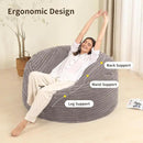 4FT Memory Foam Bean Bag Chair for Adults/Teens, Bean Bag Sofa with Fluffy Removable Cover, for Living Room Bedroom, Grey by CozyNest Decor