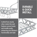 MyGift Wall Mounted Silver-Tone Metal Hanging Kitchen Pots, Pans and Utensils Storage Cookware Rack with 12 Removable S-Hooks and Top Display Shelf for Condiments Spice Rack by CozyNest Decor