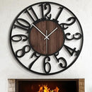 LEIKE 32" Oversized Large Wall Clocks,Silent,Non Ticking,Battery Operated Modern Round Big Wood Decorative Metal Wall Clock for Living Room, Bedroom,Kitchen,Farmhouse,Office Decor - Black,32 Inch by CozyNest Decor