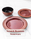 GBHOME Ceramic Dinnerware Sets,12 pcs Embossed Elegant Stoneware Plates and Bowls Sets, Housewarming Wedding Gift | Dishwasher & Microwave Safe | Dishes Set Service for 4 by CozyNest Decor