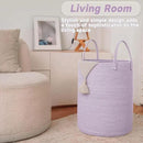 Large Woven Laundry Basket Hamper,60L Cotton Rope Storage Bin for Blankets,Toys and Clothes,Decorative Tall Nursery Hamper for Living Room,Baby Nursery,Bathroom and Bedroom,Purple by CozyNest Decor