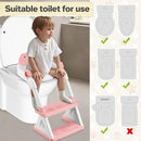 2 In 1 Potty Training Toilet Seat & Toddler Step Stool, Bottom Triangle Stability Toddler Toilet Seat, Adjustable Step & Seat Height Potty Seats (Pink) by TinyTreasures Baby Boutique
