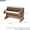 ZIPPY Kids Piano Keyboard, 25 Keys Digital Piano for Kids, Mini Music Educational Instrument Toy, Wood Toy for Toddlers Girls Boys (Walnut) by TinyTreasures Baby Boutique