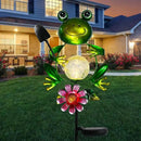 Afirst Solar Lights Outdoor Decorative Metal Frog Crackle Glass Globe Warm White LED Metal Waterproof Garden Stake Lights for Walkway Pathway Lawn Patio Yard Decorations by CozyNest Decor