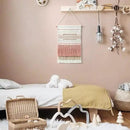 Dremisland Macrame Woven Wall Hanging Home Decor Bohemian Beige Geometric Wave Art Decor with Wool Ball and Tassle-Elegant Apartment Bedroom Dorm Room Door Decoration (Pink Line) by CozyNest Decor