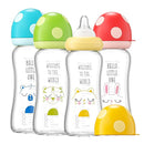 YOHKOH Natural Glass Baby Bottle with Natural Response Nipple, Newborn Anti-Colic Baby Bottles, Wide Neck Mushroom Cap Baby Bottle, Clear (8.8ounce (Pack of 4), Multicolour1) by TinyTreasures Baby Boutique