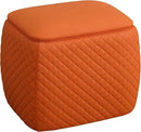 Ottoman Rectangular Storage Ottoman Bench, Faux Leather Footrest, Stool Footstool for Living Room, Bedroom, Entryway, Orange, 19.5"x15.5"x18" by CozyNest Decor