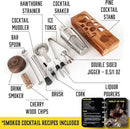 Bartender Kit with Whiskey Smoker - 13 pcs, Bamboo Stand - Bar Set with Cocktail Shaker, Bartending Kit with Essential Bar Accessory Tools, Wood Chips, Steel by CozyNest Decor
