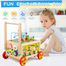 Wooden Activity Cube 7-in-1 Montessori Toy Multipurpose Educational Learning Toy for 1+ Year Old Baby Toddler Kid Boy First Birthday Gift Bead Maze Gear Number Animal Board Carrots Harvest Game by TinyTreasures Baby Boutique