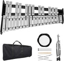 Giantex Percussion Glockenspiel Bell Kit 30 Notes with Carry Case, Practice Pad, Adjustable Height Stand, Bell Mallets, Wooden Sticks, Music Stand, Xylophone Percussion Instrument Set by TinyTreasures Baby Boutique
