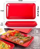 DELLING 3 Pack Rectangular Serving Platter and Trays, 12" Appetizer/Salad/Dessert Plates, Entertaining, Party, Romantic Date, Red by CozyNest Decor