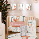 Personalized Nursery Crib Bedding Set: Custom Name 5 Piece Baby Crib Sets with Cute Fox Pattern - Toddler Double Layer Blanket Set, Comfortable Crib Bed Sheets for Baby Grils by TinyTreasures Baby Boutique