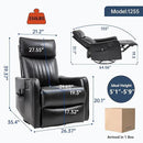 Manual Swivel Rocker Recliner Chair for Adults, Overstuffed Reclining Glider Chair for Nursing with Vibration Massage & Heat, Living Room Rocking Recliner 2-Stage backrest, Faux Leather Black