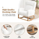Rocking Chair Nursery, Nursing Rocking Chairs for Mom Nursery, Comfy Wingback Glider Rocking Armchair with Foot Rest and Side Pocket for Nursery Living Room Bedroom, Teddy White by TinyTreasures Baby Boutique