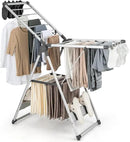 Giantex Clothes Drying Rack, 2-Layer Aluminum Foldable Laundry Drying Rack with 5-Level Adjustable Height, 21 Drying Rails, 10 Side Clips, 4 Shoe Holders, Space Saving Collapsible Laundry Drying Rack by CozyNest Decor