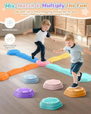 Holyton Music Light Up Balance Beam and Toddler Stepping Stones 13 Pieces, Non-Slip Plastic Balance Stackable Stepping Stones for Kids, Sensory Toys for Toddlers, Indoor or Outdoor Play, Easy Storage by CozyNest Decor
