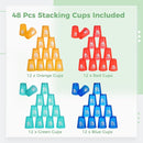 yeesport 48 PCS Sport Stacking Cups, Sport Training Game for Challenge Competition, Plastic Stacking Cups, Classic Family Game for Youth and Adults, Red+Blue+Green+Orange by TinyTreasures Baby Boutique