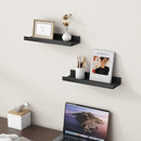 Picture Ledge Shelf for Wall, 16 inch Solid Pine Wood Nursery Book Shelves 2 Packs, Floating Ledge Shelves for Kids' Room Bedroom Bathroom Living Room Photo Frames Office Nursey Wall Decor, Black by TinyTreasures Baby Boutique
