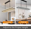 Crystal Black Rectangular Chandelier Light Fixture,54 in Dining Room Chandeliers Over Table,Modern Chandeliers For Living Room,Arcachon Chandelier,Kitchen Island Chandeliers Includes 60xG4 Bulbs by CozyNest Decor