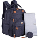 BabbleRoo Extra Large Diaper Bag Backpack, Expandable Baby Bag with Up to 50% More Capacity - Travel Essentials Baby Bag Tote with Changing Pad, Stroller Straps & Pacifier Case - Unisex, Denim Blue by TinyTreasures Baby Boutique
