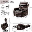 Dual Motor Power Lift Recliner Chair for Adult & Elderly, Infinite Position Lay Flat Lift Chair with Heat & Massage, Cup Holder, Lumbar Pillow, Wireless Charger, USB Ports, Leather (Brown) by CozyNest Decor
