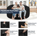 5FT Bean Bag Chair, Large Bean Bag Chairs with Memory Foam Filled, Fluffy Beanbag Sofa with Dutch Velvet Cover, Round BeanBag Chairs for Living Room, Playroom - Black by TinyTreasures Baby Boutique