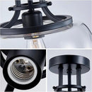 WUZUPS Chandelier Rustic Farmhouse Industrial Round Semi-flushmount Ceiling LED Light Fixture with Clear Glass Shades for Bathroom Kitchen Foyer Entryway, H 10" x W 10", E26 Base, Black by CozyNest Decor