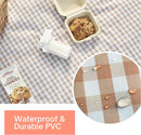 ESLA Cute Gingham Picnic Blanket, Waterproof Foldable, in Large 80x60in and Extra Large 80x80in, Portable Compact Beach Blanket, Oversized XL Outdoor Mat, Tan Gingham by TinyTreasures Baby Boutique