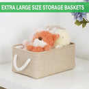 Bidtakay Small Storage Baskets for Shelves 3 Pack Fabric Storage Bins for Organizing Linen Collapsible Organizer for Closet-Flaxen by TinyTreasures Baby Boutique