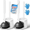 2Pack 2 in 1 Toilet Brush and Plunger Set, Extended Handle Plunger，Toilet Bowl Brush Plunger Set,Bathroom Cleaning Tools ，Toilet Brush Plunger Combo，Cleaning Brush，Cleaning Supplies(White) by CozyNest Decor