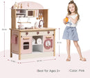 ROBOTIME Wooden Play Kitchen Set, Pretend Play Kitchen Set for Kids with Realistic Design, Kids & Toddlers Kitchen Playset with Dishwasher, Toy Kitchen Set for Boys and Girls Ages 3+ (Pink) by TinyTreasures Baby Boutique