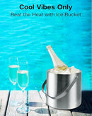 3L Double Wall Ice Bucket with Silicone Lid, Tongs & Scoop Insulated Ice Buckets for Parties & Cocktail Bar,[Silicone Lid for Longer Ice] Large Wine Bar Bucket Stainless Champagne Chiller by CozyNest Decor