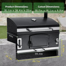 29 In Large Charcoal bbq Grills, built-in barbecue grill with Liftable Tray, Insulated Hood & Temp Gauge, black Stainless Steel Charcoal BBQ barrel Grill for Outdoor Kitchen Camping park style by GreenHaven Gardens