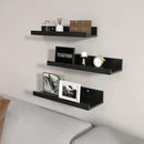 Giftgarden 16 Inch Black Floating Shelves for Wall Mount, Woodgrain Wall Shelf Ledge for Bathroom Bedroom Kitchen Living Room Office Storage, Set of 3 Different Sizes by CozyNest Decor