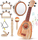 Kids Guitar Set - Musical Toys for 2 3 Year Old Boy Birthday Gifts, Montessori Toys for 2 Year Old Girls, Musical Instruments with Ukulele/Tambourine/Maracas for Toddler 2-4, Band Sets for Kids 3-5 by TinyTreasures Baby Boutique