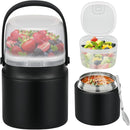 2 - in - 1 Soup Thermo for Hot Food 14oz with Snack Box Container Leak Proof Insulated Lunch Container Kids and Adults Stainless Steel Double Wall Vacuum Wide-mouth Thermal with Spoon and Handle by TinyTreasures Baby Boutique