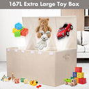 Extra Large Toy Box 167L, Sturdy Toy Storage Chest Organizer Bin Baskets with 2 Removable Divider for Boys, Girls, Kids, Nursery, Bedroom, Playroom, 35.5"x17" x17" (Linen Beige) by TinyTreasures Baby Boutique