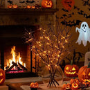 Birchlitland Halloween Branch Lights with Timer Battery Operated 75 LED Orange Fairy Lights, Lighted Black Willow Branches 21IN for Home Decor by CozyNest Decor