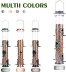 MIXXIDEA 2PK Metal Wild Bird Feeder Squirrel Proof Bird Feeders for Outside Hanging 6 Port Tube Bird Feeder Transparent Finch Feeder with Steel Hanger (Grey) by CozyNest Decor