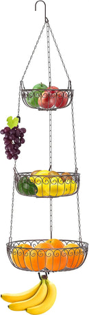 Simple Houseware 3-Tier Fruit Hanging Basket, Bronze by CozyNest Decor