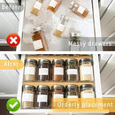Bamboo Spice Rack For Drawer,4Pcs Tier Stackable Seasoning Storage Organizer Insert,for Kitchen Condiments Storage Insert(Jars Not Included,Combined Size:18.9" D x 9.5" W x 1.8" H） by CozyNest Decor