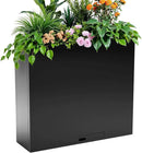 KOL Galvanized Steel Planter Box, with Insert Tray Drainage Holes, Rectangular Black Powder Coated Metal Planter, Outdoor Use, Heavy Duty Modern Flower Pot (Black, 36" H x 11" W x 32" L) by CozyNest Decor