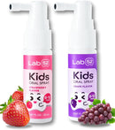 LAB52 Kids Oral Spray, Toddler Toothpaste Helper for Daily Oral Care and Fresh Breath, Children Approved with Fluoride Free for Newborn to Preschoolers, Xylitol (Strawberry & Grape) by TinyTreasures Baby Boutique