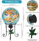 10 Inch Glass Gazing Ball, with 9.4" Tall Metal Gazing Globe Stand, Glass Balls Display Holder Set for Outdoor Garden Lawn Yard Decoration, Blue Artistic by CozyNest Decor