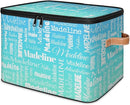 Custom Storage Basket with Name, Personalized Storage Bins with Zipper Lid, Foldable Fabric Storage Box Large capacity with Handle Blue Green Gradient by TinyTreasures Baby Boutique