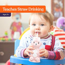 Special Supplies Honey Bear Straw Cup Long Straws, Squeezable Therapy and Special Needs Assistive Drink Container, Spill Proof and Leak Resistant Lid (Pack of 1 Bottle and 3 Straws) (Pink) by TinyTreasures Baby Boutique