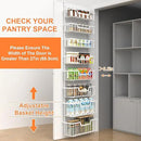 Over The Door Pantry Organizer, 8-Tier Pantry Door Organizer Shelves | 3 Sizes | Adjustable Basket | Metal Hanging Spice Rack for Kitchen, Pantry, Cabinet, Back of Door Seasoning Rack, White by CozyNest Decor