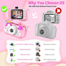 Upgrade Unicorn Kids Camera, Christmas Birthday Gifts for Girls Boys Age 3-12, 1080P HD Selfie Digital Video Camera for Toddlers, Cute Portable Little Girls Boys Gifts Toys for 3 4 5 6 7 8 9 Years Old by TinyTreasures Baby Boutique
