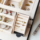 Vlando Jewelry Box Organizer for Girls Women, Large Baroque Jewelry Holder Organizer with Mirror, 3 Drawers for Bracelets, Earrings, Rings, Necklaces, Mothers Day Gifts for Loved One, Black by TinyTreasures Baby Boutique