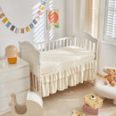 Tufted Ruffle Crib Bedding Set 3 Pieces Baby Boho Quilted Comforter with Fitted Sheet and Bed Skirt - Cute Ruffled Shabby Chic Baby Bedding Soft Blanket Design Cream White by TinyTreasures Baby Boutique